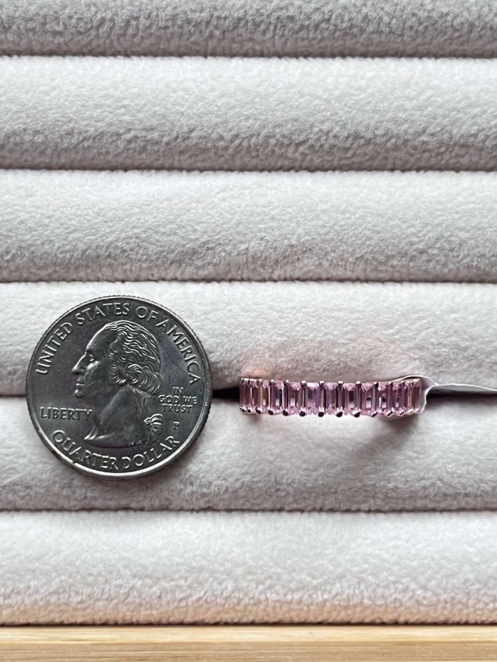 R321 | Rose Gold Light Pink CZ Eternity Band Ring - Picture 3 of 4